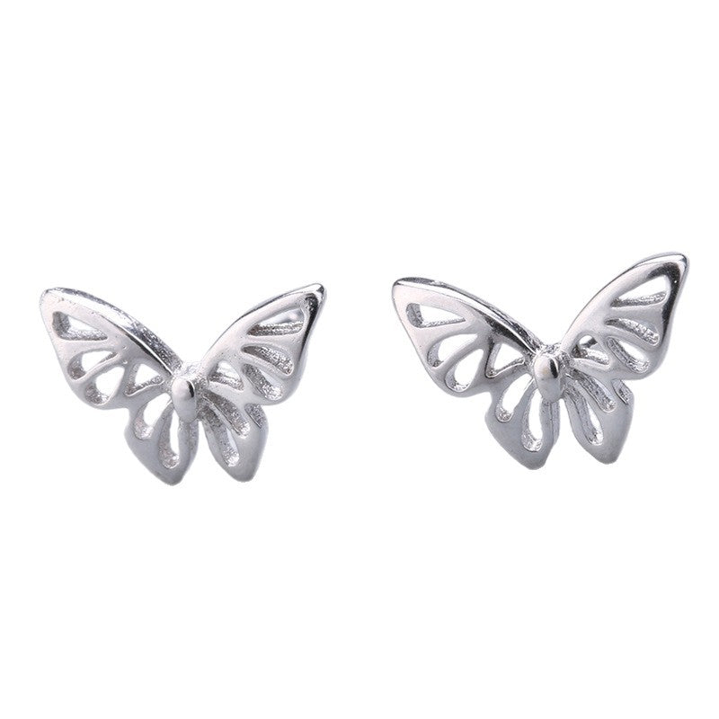 High-grade Bow Small Sier-plated Geometric Korean Earrings
