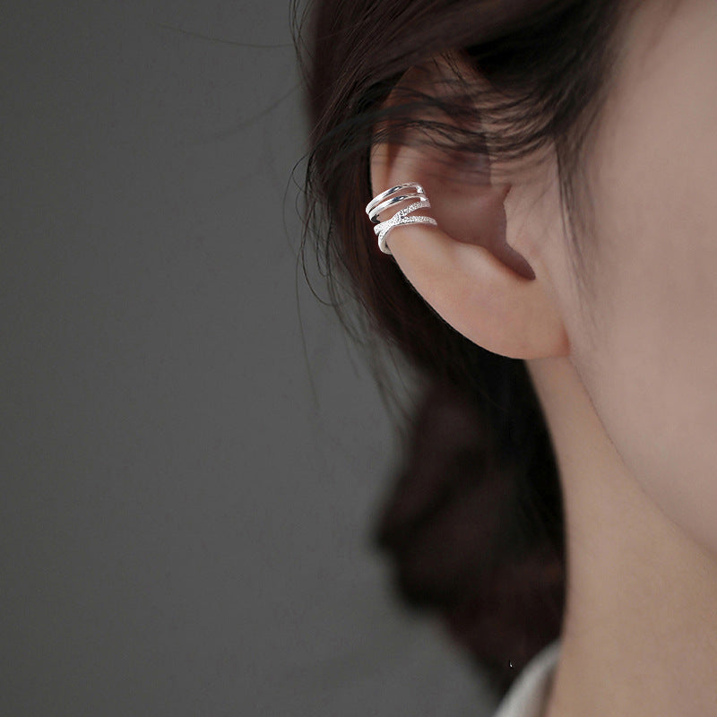 Sand Cross Without Pierced Female Frosted Flashing Texture Design Ear Clip