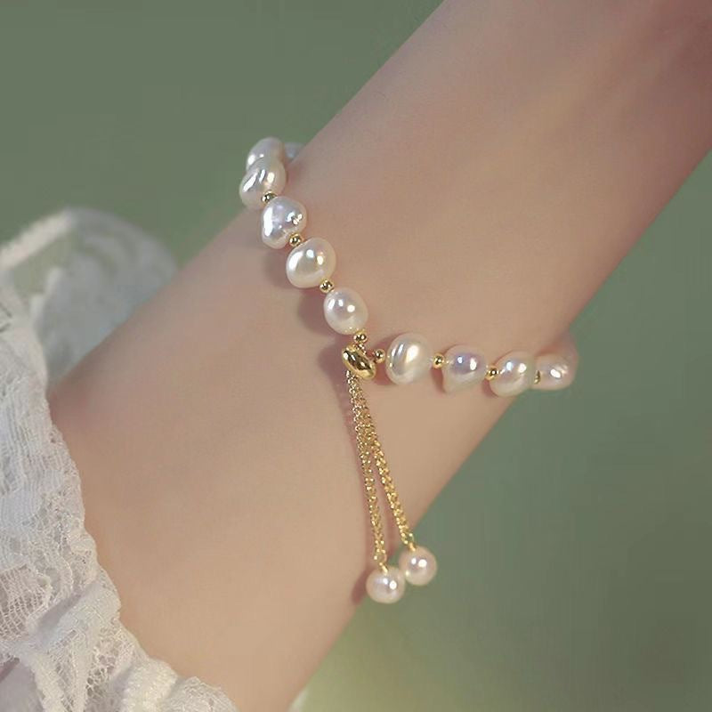 Women's Retro Irregular Freshwater Imitation Pearl Pull-out Adjustable Bracelets