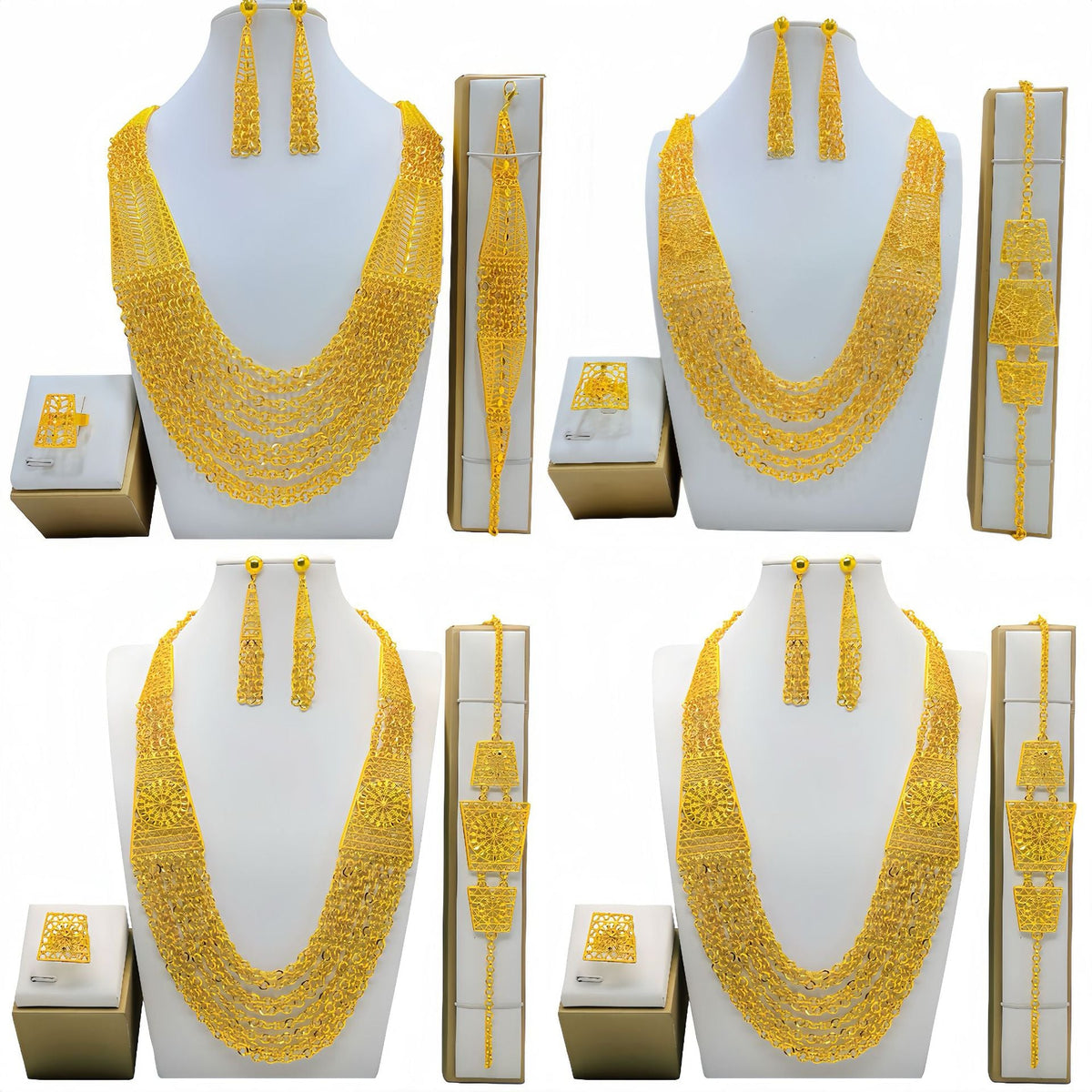New Pretty Women's Gold-plated Bridal Indian Jewelry Set