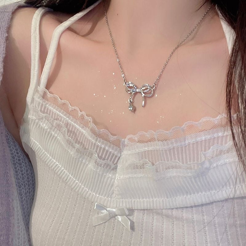 Bowknot Clavicle Chain Female Summer Light Luxury High Sense Temperament Necklace