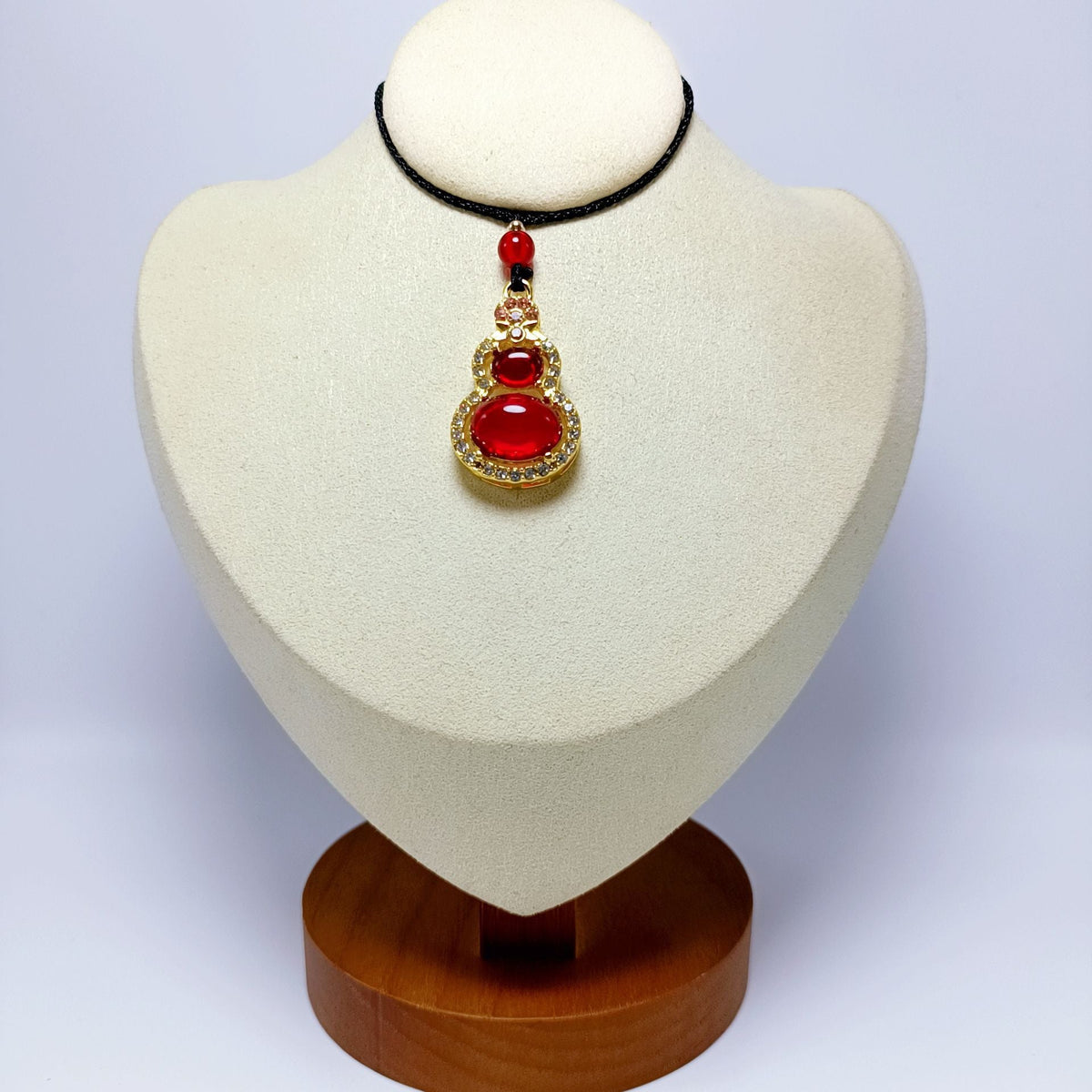 Imitation Gold Inlaid With Jade Calabash Pendent Green Chalcedony Alloy Pendant