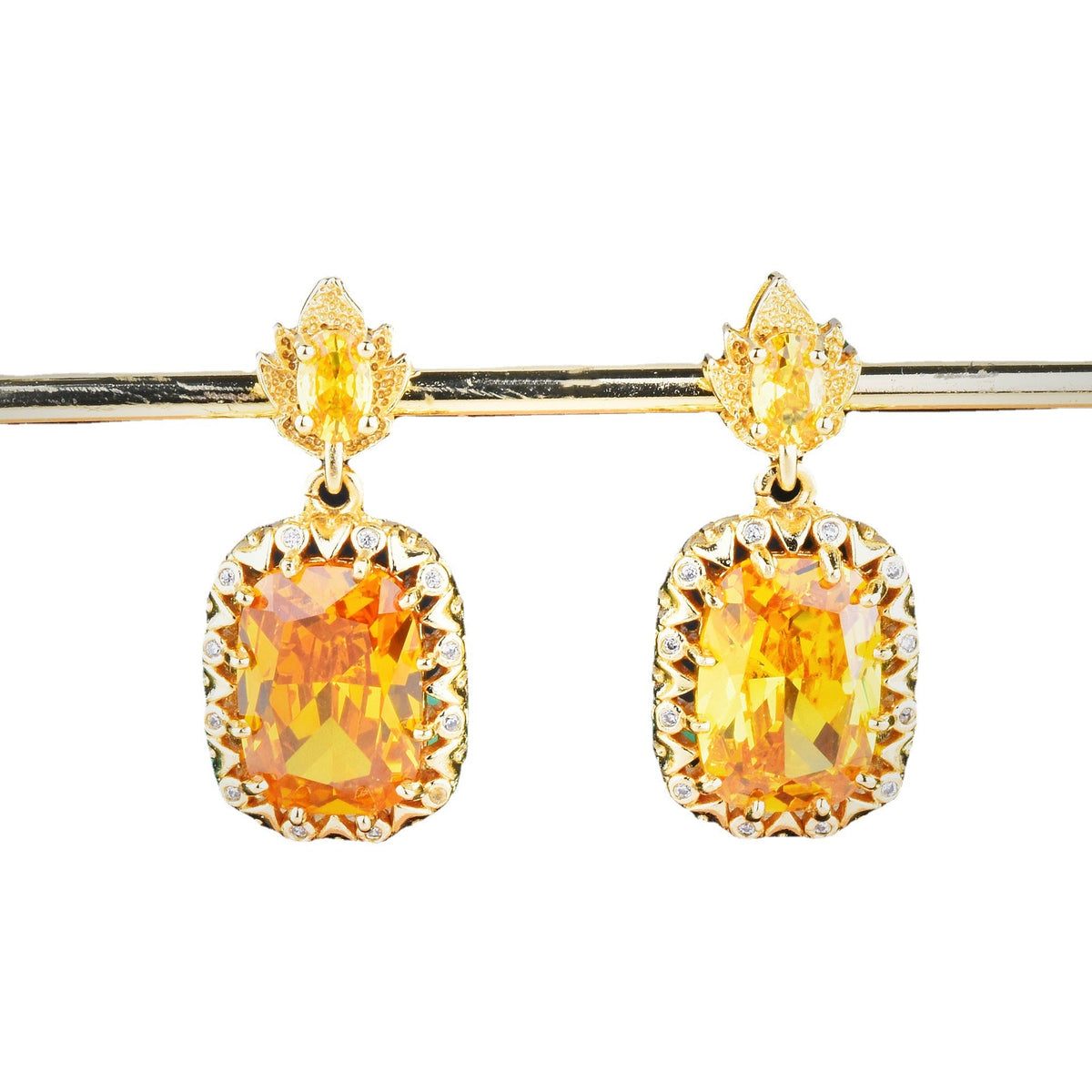 Super Flash High Carbon Diamond Yellow Purple Jewelry Set