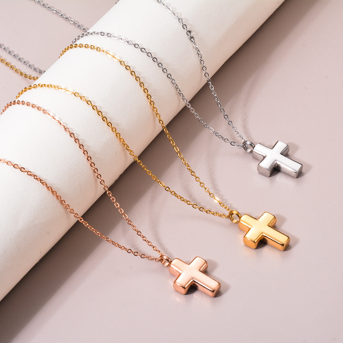 Steel Cross Shelf Open Perfume Bottle Pendant