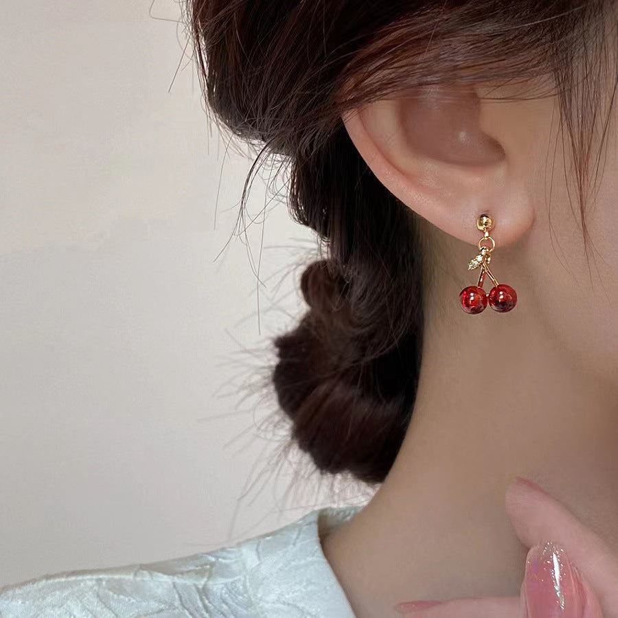 Cherry Simple Compact Temperament Wild Style Earrings