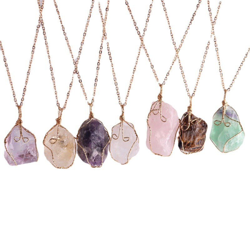 Random Shape Natural Fluorite Citrine Amethyst Pendant