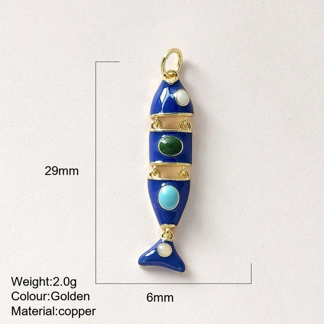 Color Enamel Fish Copper Drop Oil Pendant