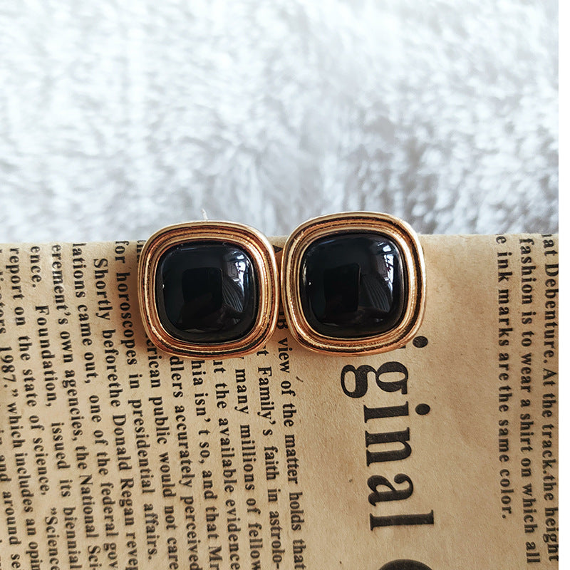 Retro Style Square Cube Chinese Temperament Stud Earrings