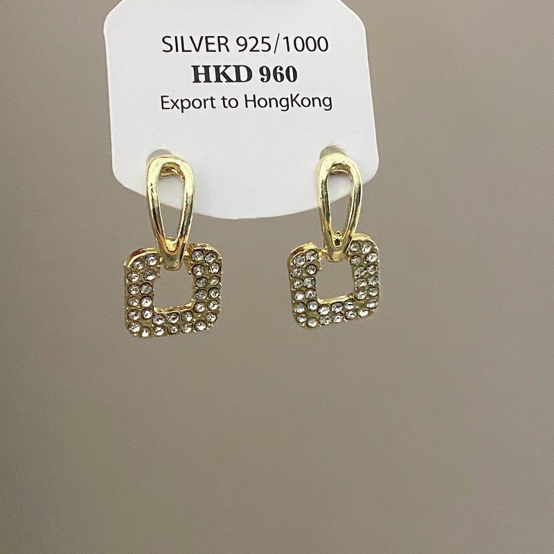 Sier Needle Exaggerated Geometric Metal Simple High-grade Love Big Rings