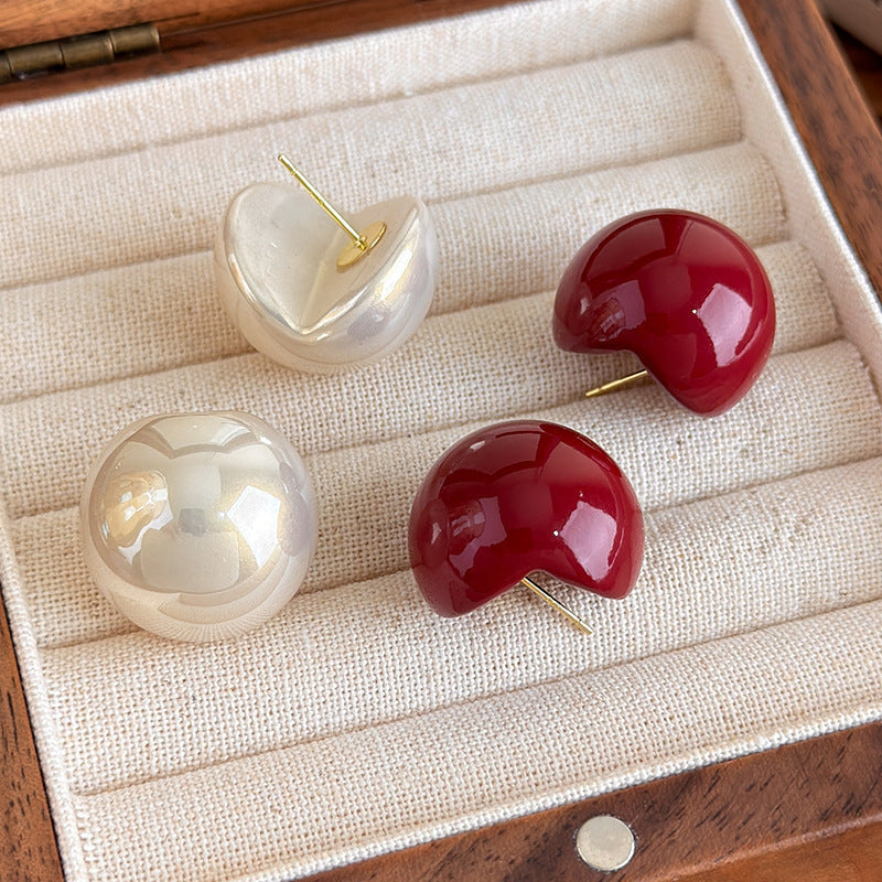 Women's Semicircle Pearl For Bride High Sense Ear Stud Earrings