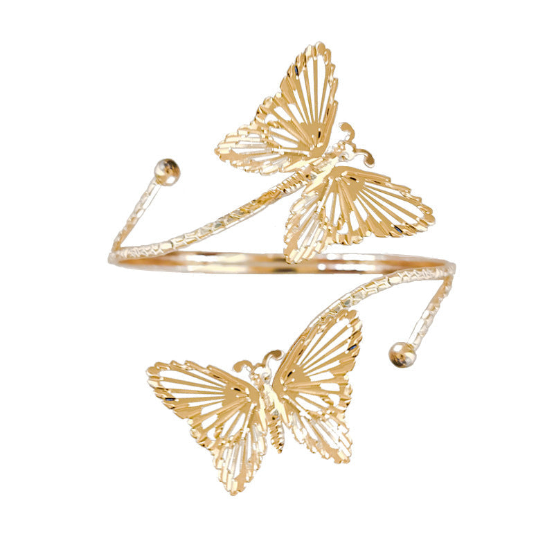 Fashion Butterfly Exaggerated Metal Flower Armband Bracelets