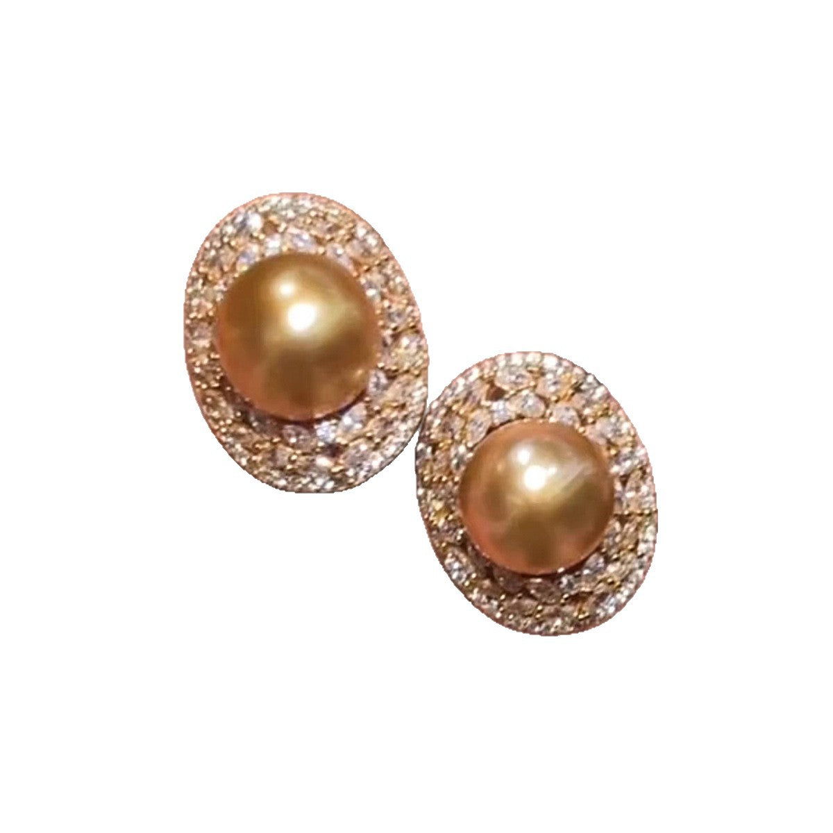 Women's Retro Gold Pearl Shiny Full Zirconium Oval Elegant High Luxury Rings