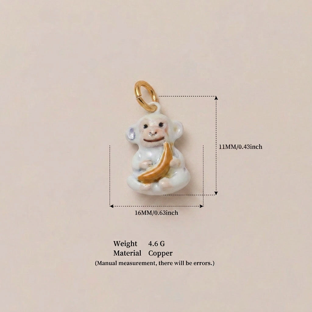 Animal Park Series Lion Dripping Oil Painted Pendants