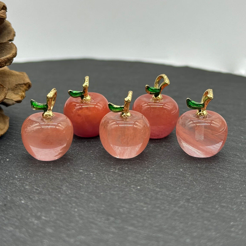Apple Natural Stone Crystal Agate Amethyst Pink Pendants
