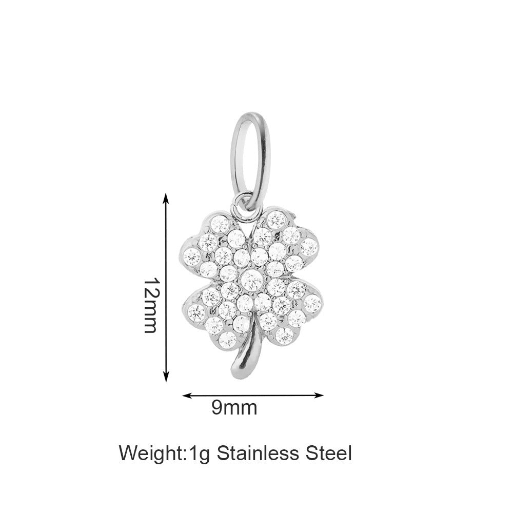 Vacuum Plating White Zirconium Four-leaf Clover Purse More Than Asterism Pendant