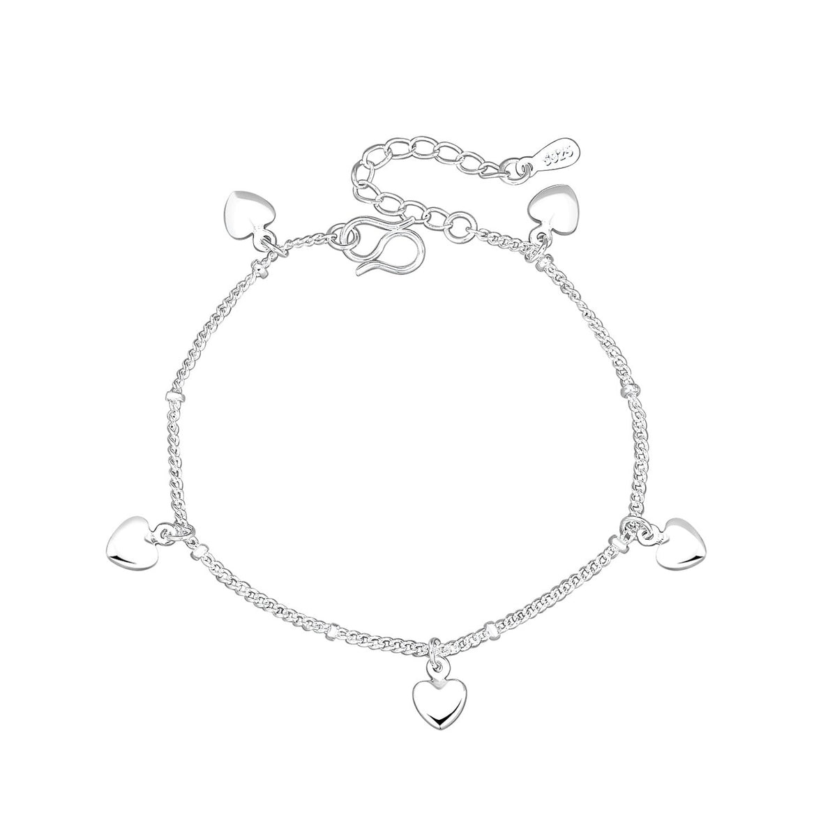 Women's Sier-plated Hand Creative Fashion Heart-to-heart Rhinestone Bracelets