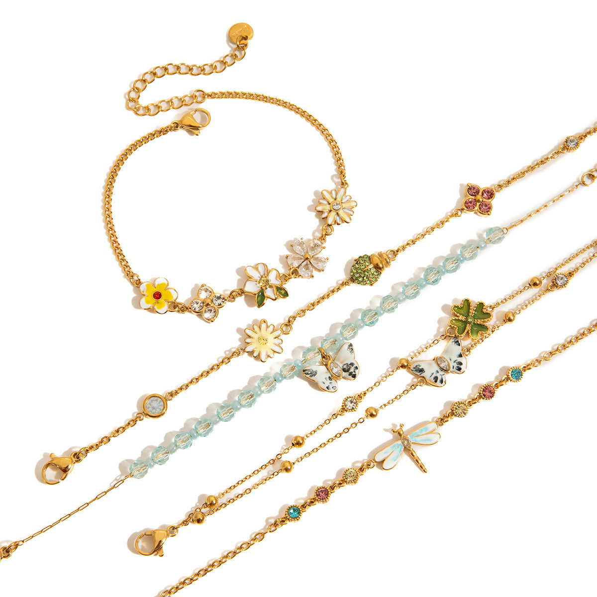 Sweet Style Niche With Zircon Flower Stainless Bracelets