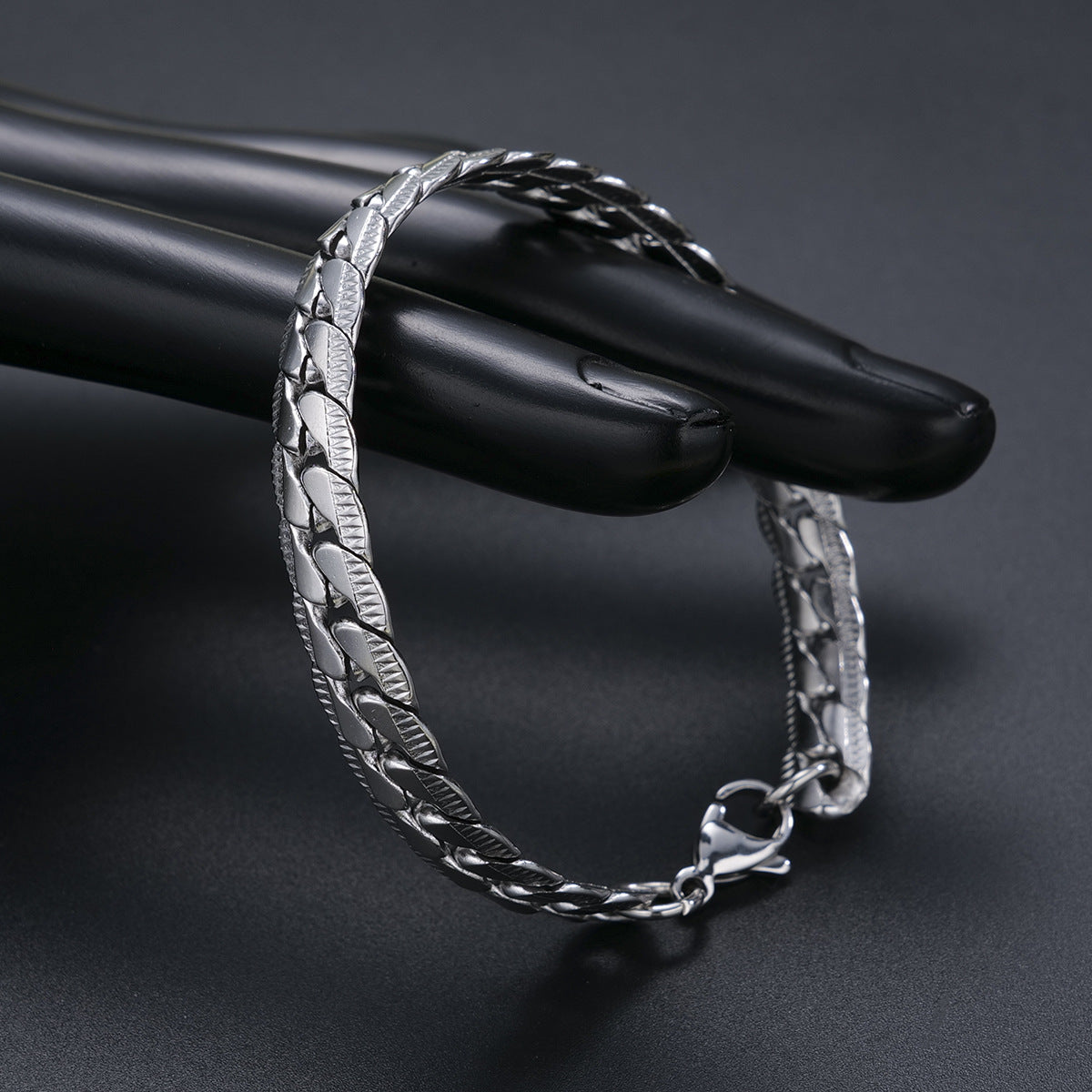 Men's Steel Six-sided Grinding Cuban Simple Personality Hipster Cool Bracelet