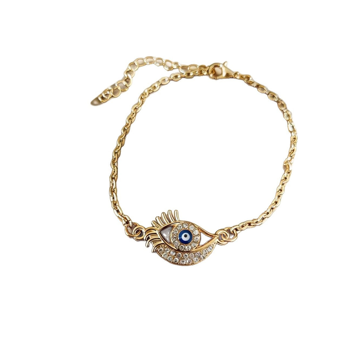 Eye Lucky Guardian Diamond Eyelash Blue Hand-woven Adjustable Bracelet
