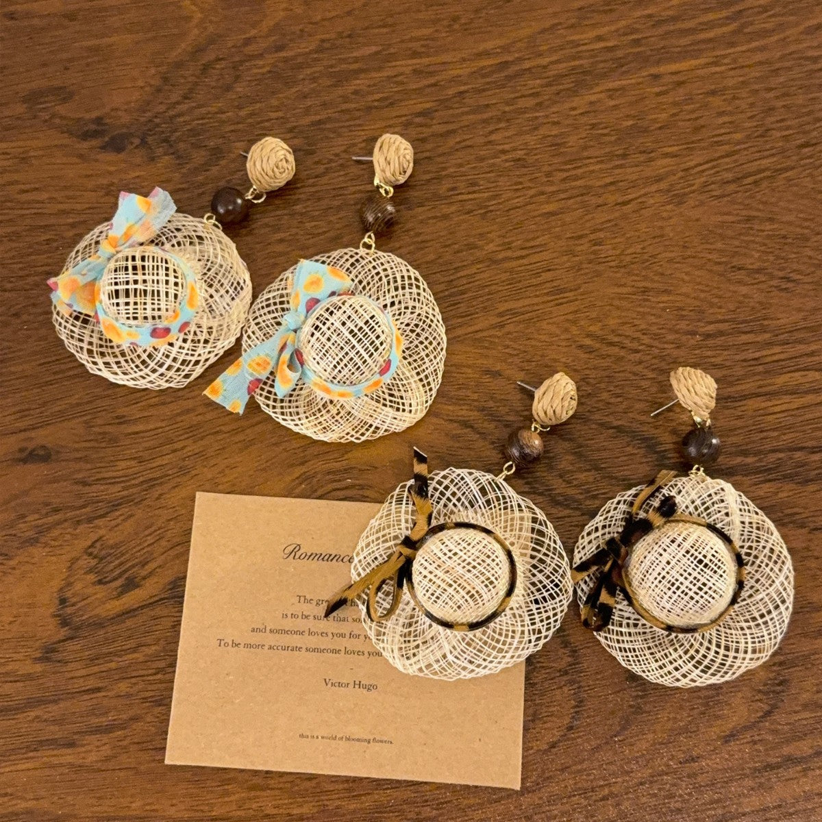 Women's Straw Hat Dopamine Drop Niche Design Earrings