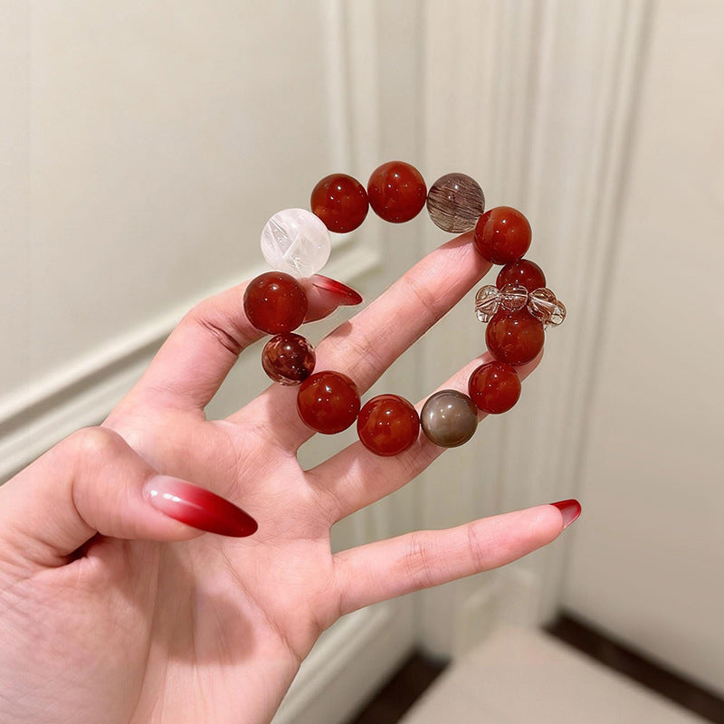Design Red Agate Crystal Snowflake Ghost Sealant Flower Bracelet