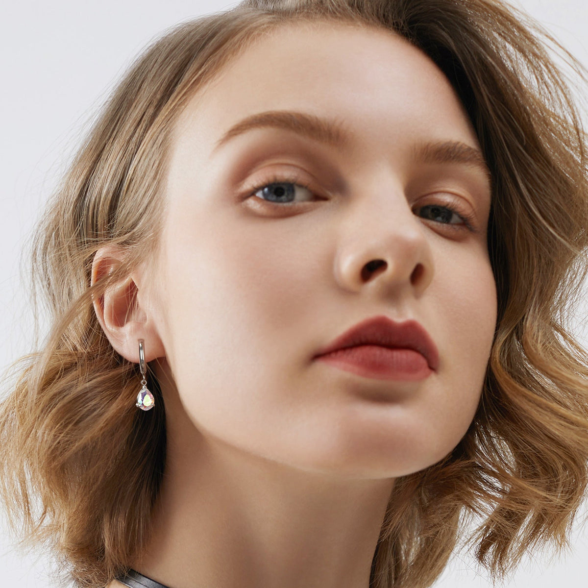 Titanium Steel Zircon Coil Small Ear Earrings