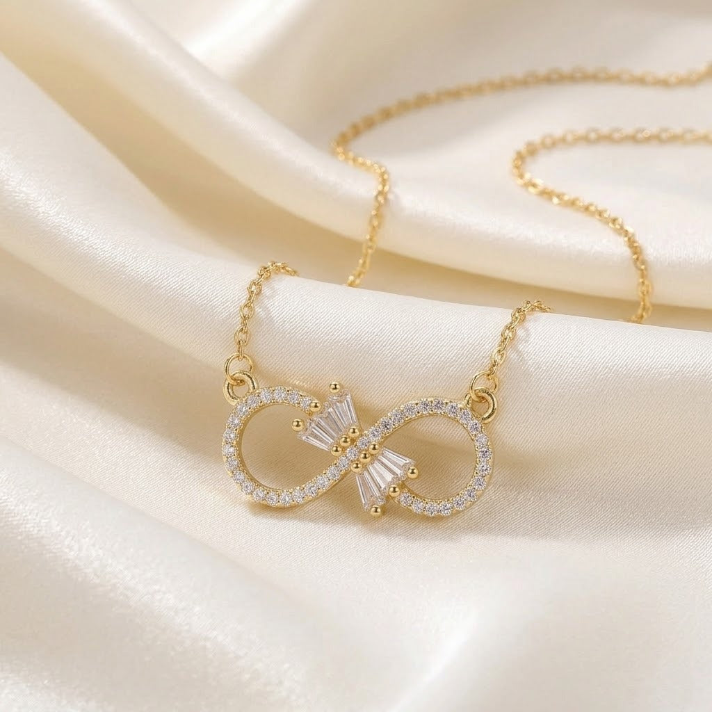 Women's Design Fashion Love Heart Bow Tie Cross Chain Simplicity Necklace