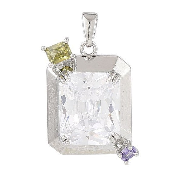 Cool Innovative Single Inlaid Square Gem Pendant