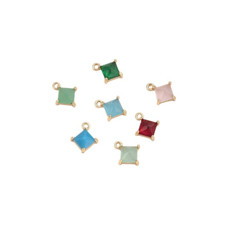 Color Retaining Gilded Inlaid Square Zirconium Pendants