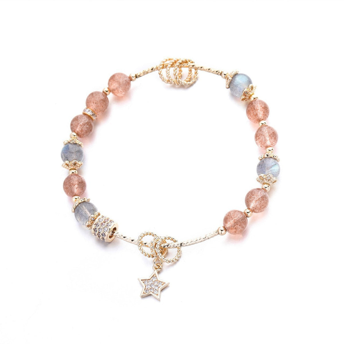 Broadcast Natural Strawberry Gold Female Design Crystal Bracelets