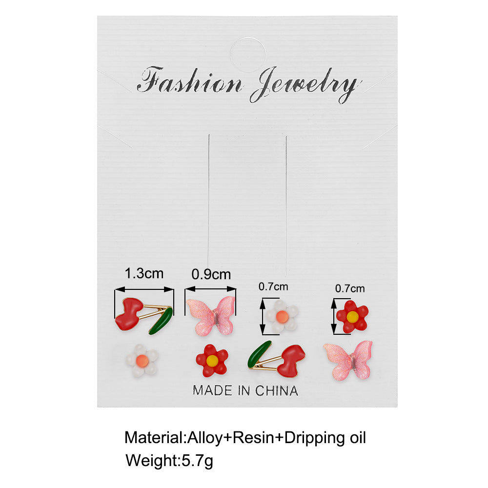 Sweet Fresh Niche Design Fruit Color Winter Stud Earrings