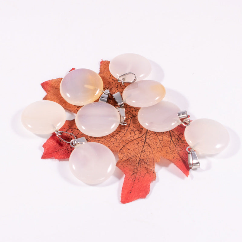 Slouchy Natural Stone Round Fashion Wafer Pendants