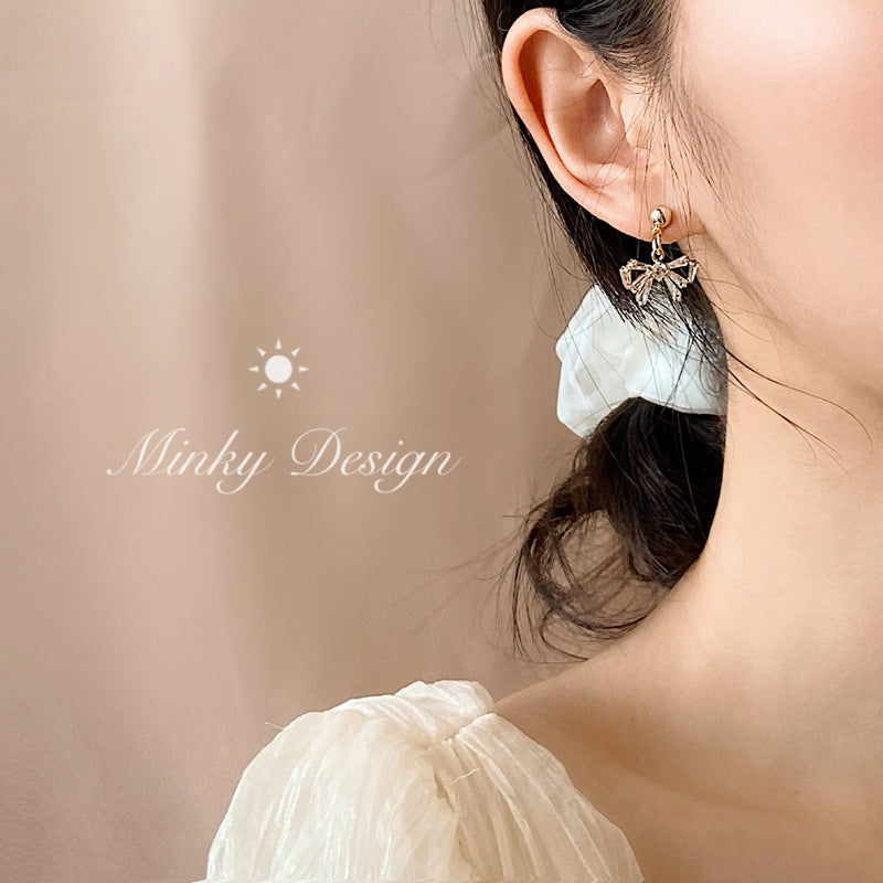 Sweet Bow Mosquito Coil Spiral Fairy Mori Style Super No Earrings
