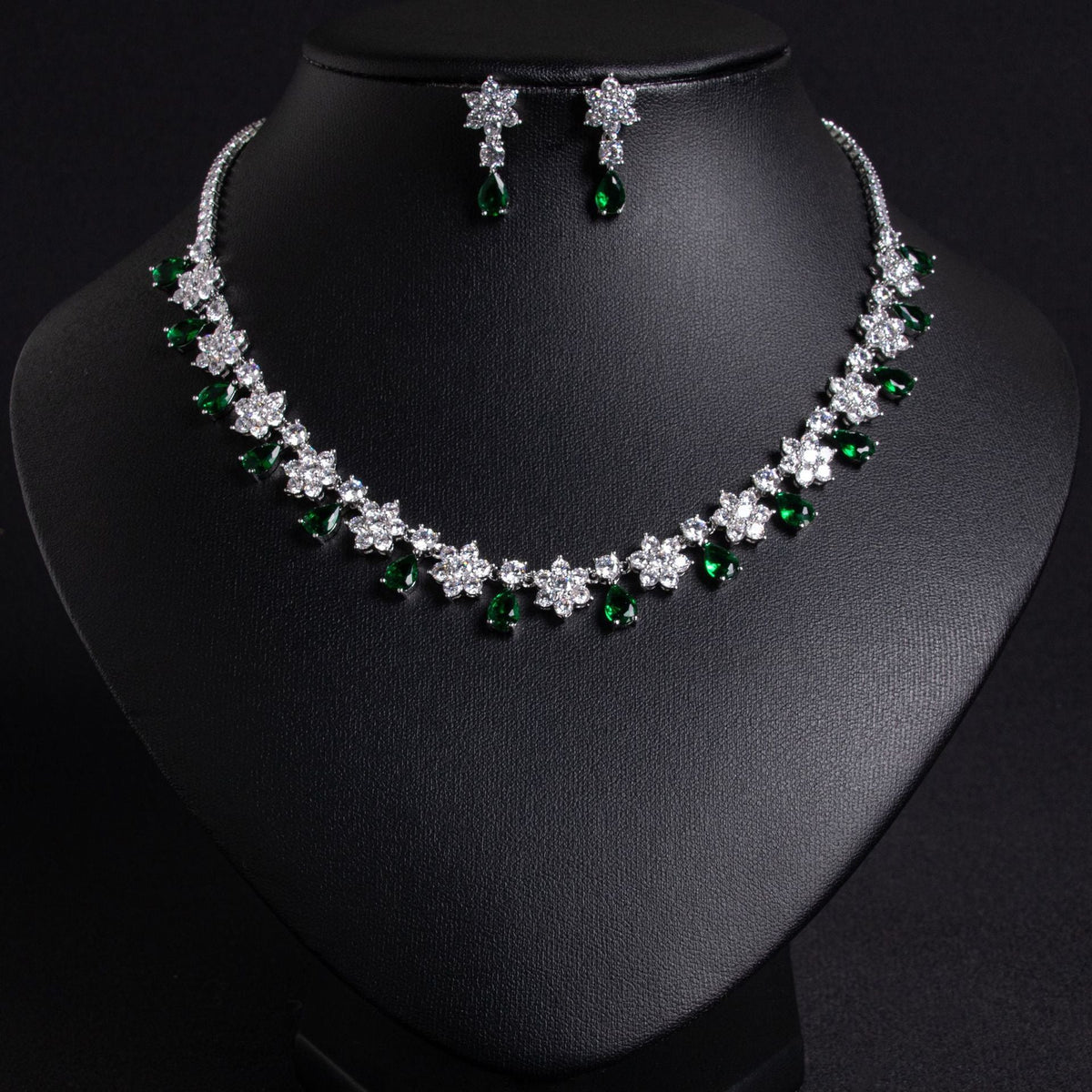 Colored Gems Bridal Zircon Inlaid Two-piece Jewelry Set