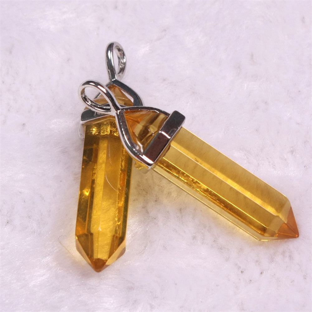 Stone Crystal Agate Bullet Hexagon Prism Pendant
