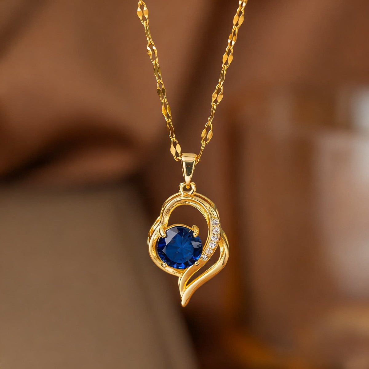 Steel Female Micro Inlaid Pink Diamond Necklace