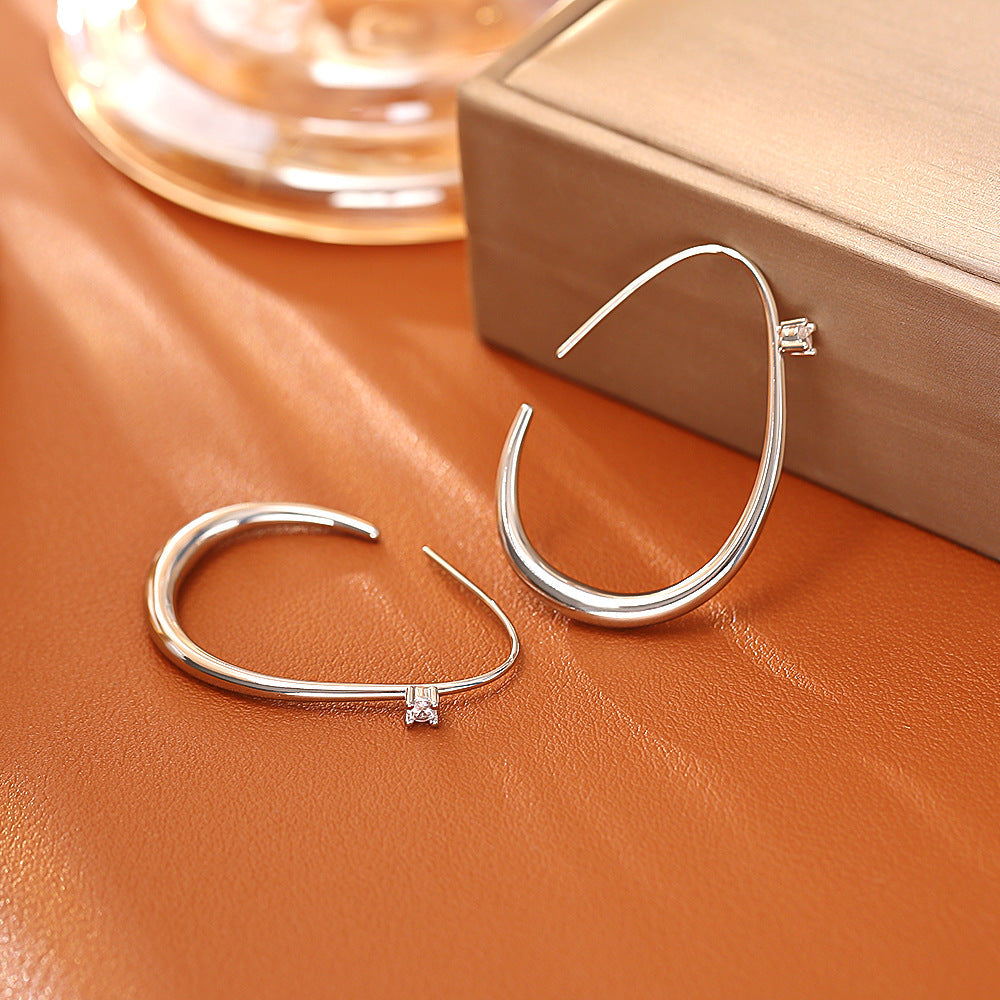 Simple Zircon Ear Hook Copper Plated Gold High-grade Earrings