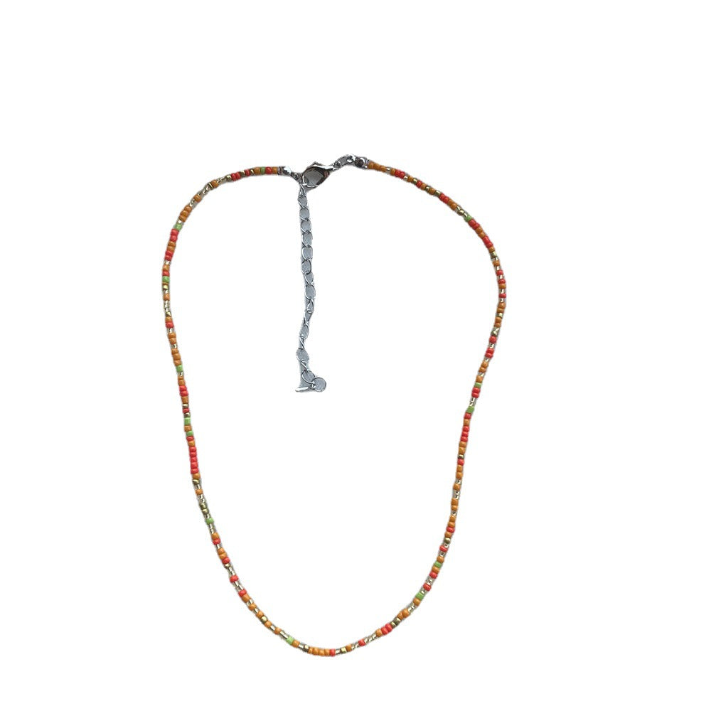 Women's Korean Colorful Beaded Bead Elegant Rainbow Necklaces