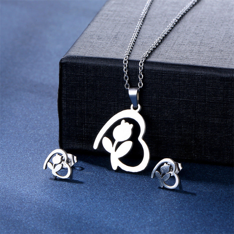 Women's Stainless Steel Suite Fashion Geometry Pattern Animal Love Jewelry Set