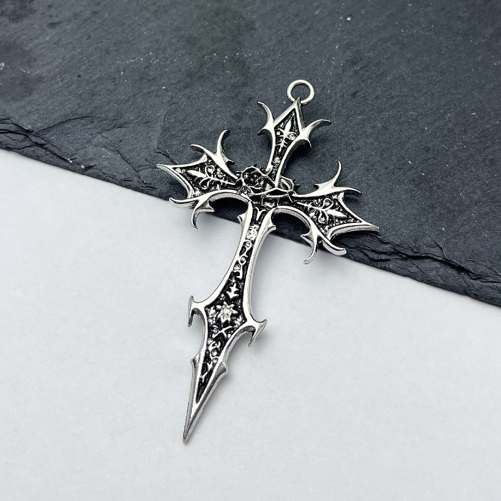 Gothic Cross Ethnic Pattern Alloy Sweater Chain Pendants