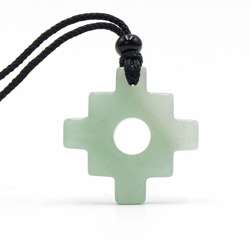Natural Amethyst Green Aventurine Tigereye Cross Stone Gear Batch Pendants