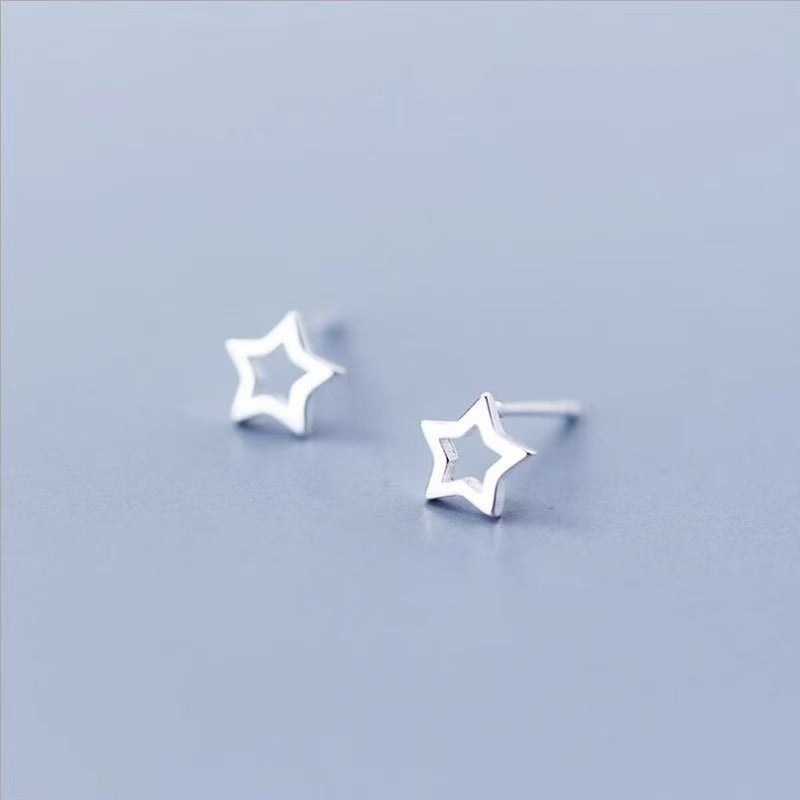 High-grade Bow Small Sier-plated Geometric Korean Earrings