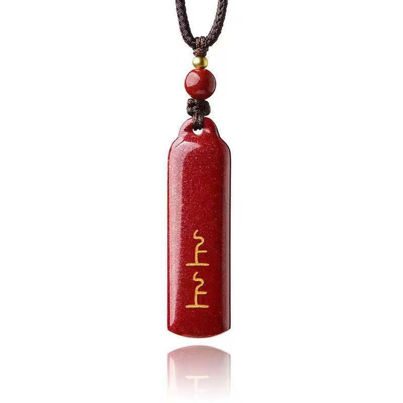 Raw Ore Cinnabar Purple Gold Sand Upper Sign Charm Necklaces