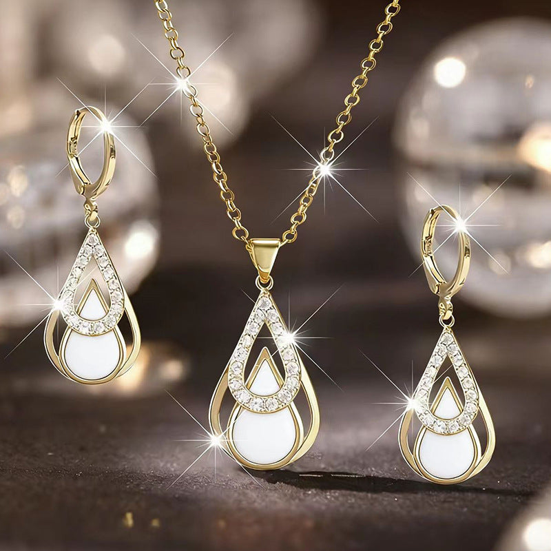 Fashion Black Double Layers Water Drop Jewelry Set