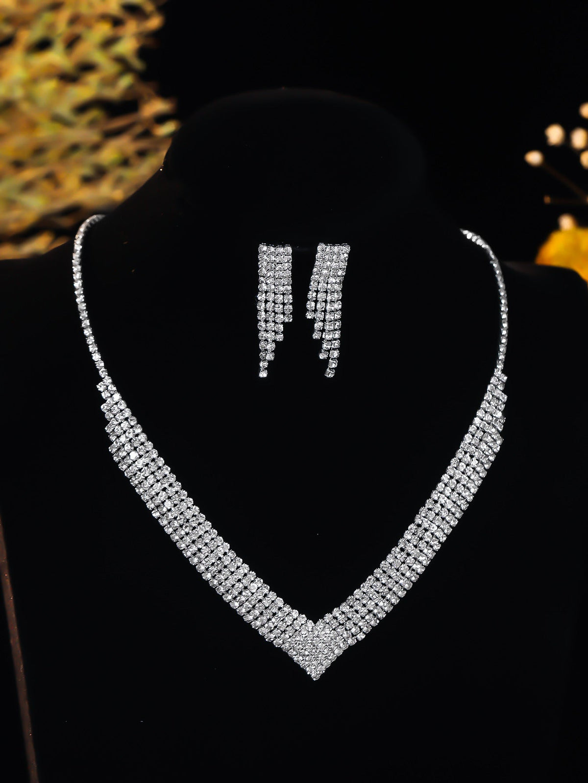 Super Beautiful Suite Rhinestone Shiny Ear Wedding Party Two-piece Dress Earrings