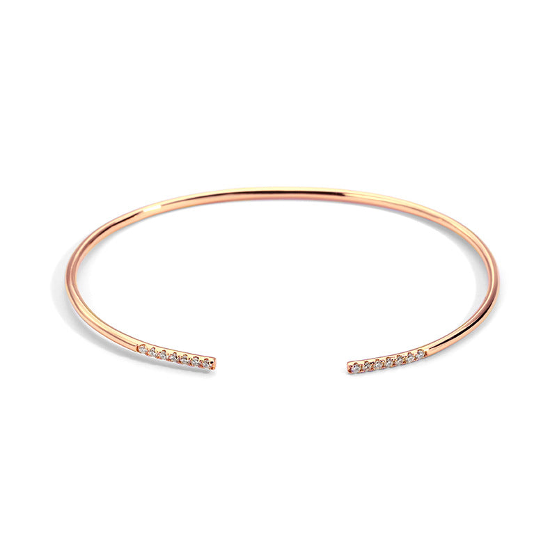 Opening Zircon Female Gold-plated Diamond Thin Bracelet