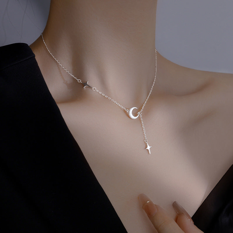 Women's Sier Star Moon Niche Design Clavicle Necklaces