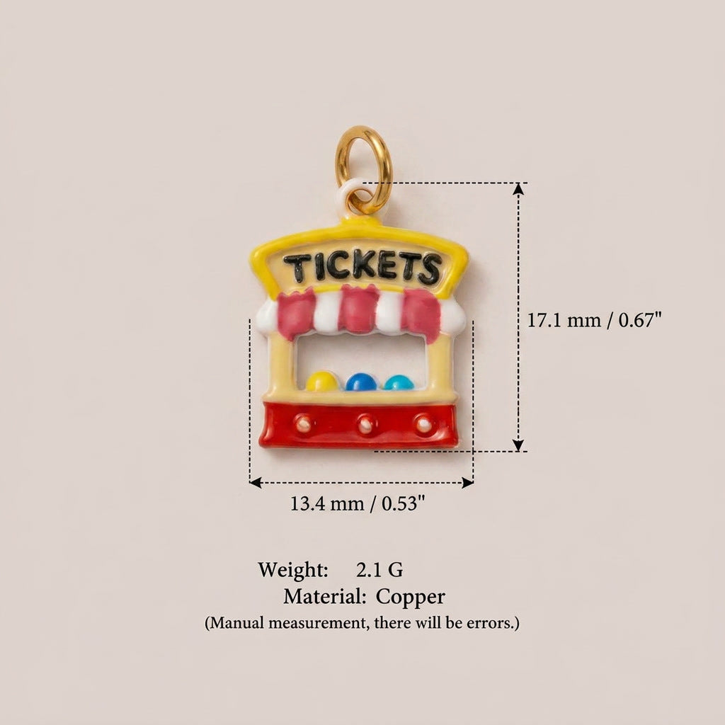 Amusement Park Series Facilities Dripping Oil Painted Gold Pendant