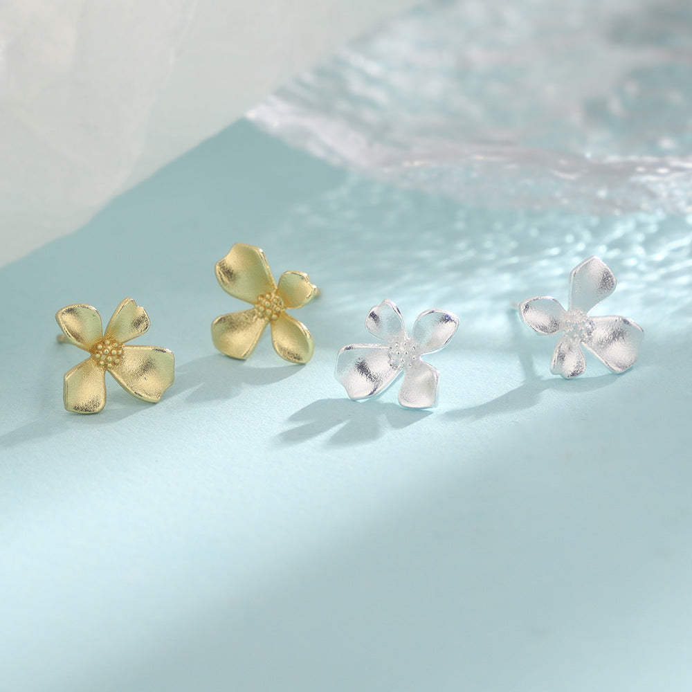 Women's Style Simple Mori Fashion Flower Retro Frosted Matte Rings