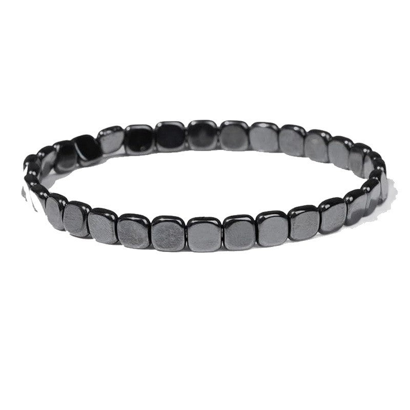 Women's & Men's Hematite Haematite Stretch Square Beaded Fashion Bracelet